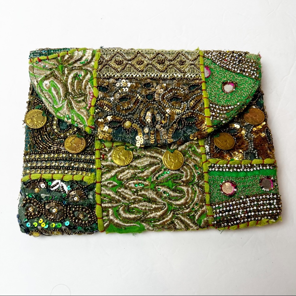 Vintage | Embellished Beaded Thai Silk Crossbody Bag - Picture 3 of 6